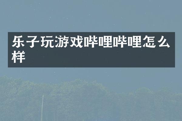 乐子玩游戏哔哩哔哩怎么样