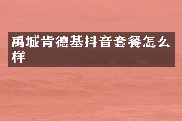 禹城肯德基抖音套餐怎么样