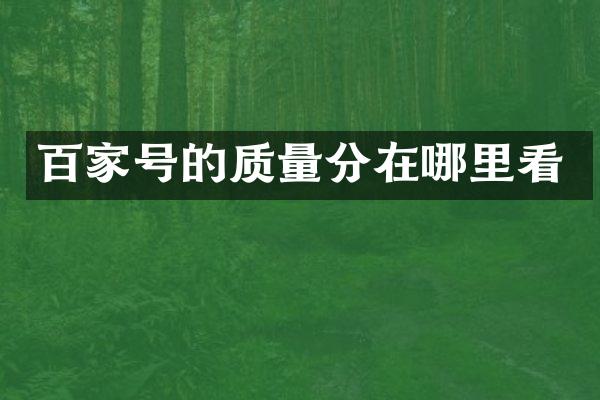 百家号的质量分在哪里看