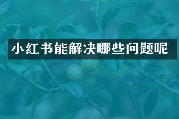 小红书能解决哪些问题呢