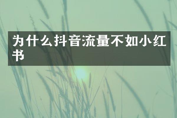 为什么抖音流量不如小红书