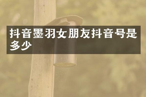 抖音墨羽女朋友抖音号是多少