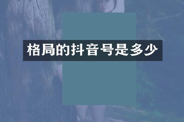 格局的抖音号是多少