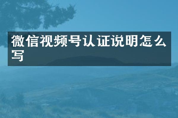 微信视频号认证说明怎么写