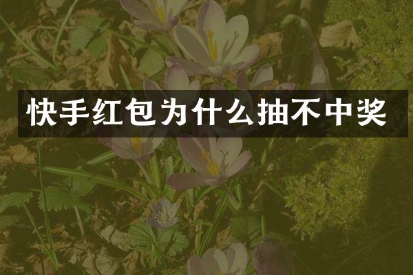 快手红包为什么抽不中奖