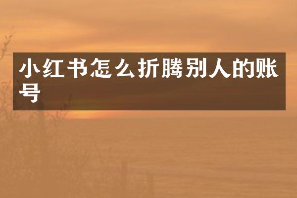 小红书怎么折腾别人的账号