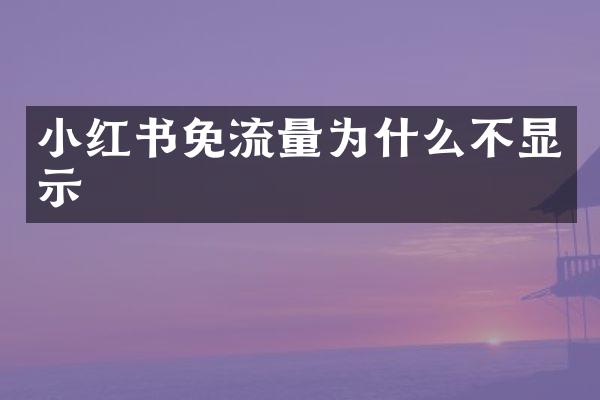 小红书免流量为什么不显示
