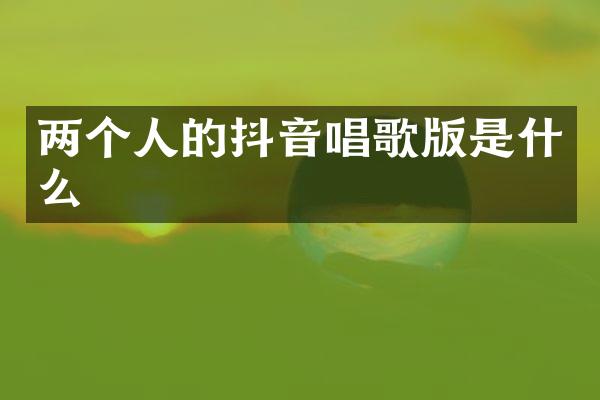 两个人的抖音唱歌版是什么