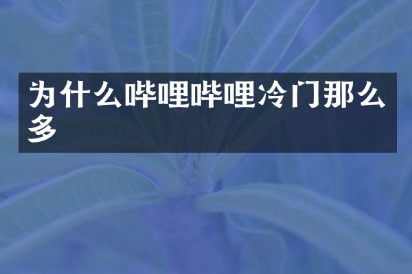 为什么哔哩哔哩冷门那么多