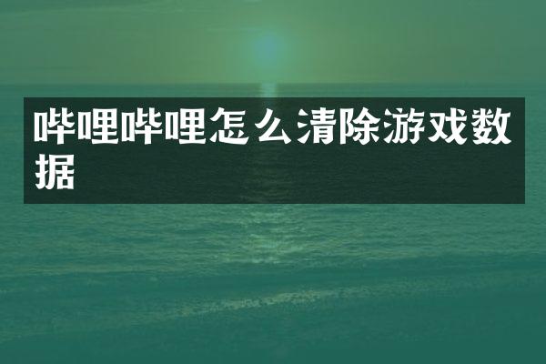哔哩哔哩怎么清除游戏数据