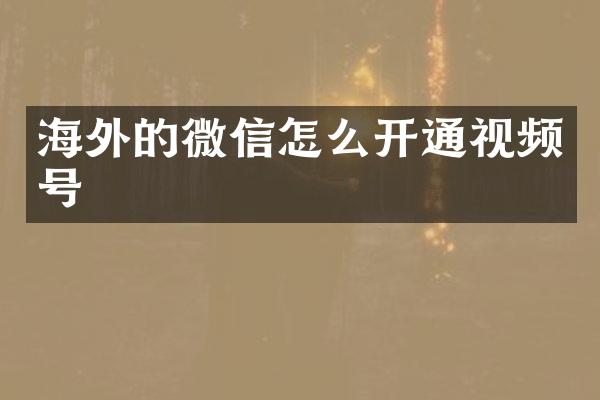 海外的微信怎么开通视频号