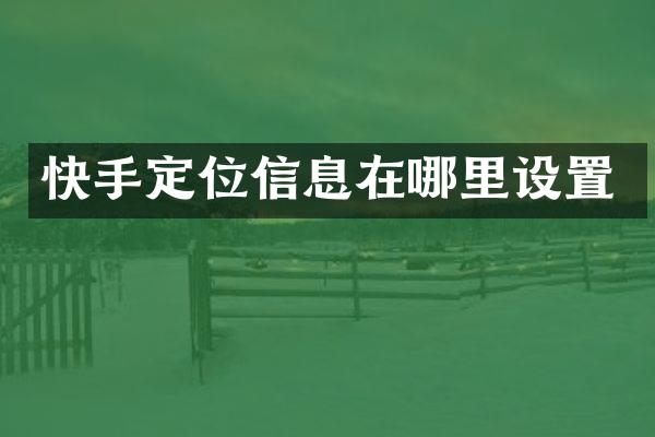 快手定位信息在哪里设置