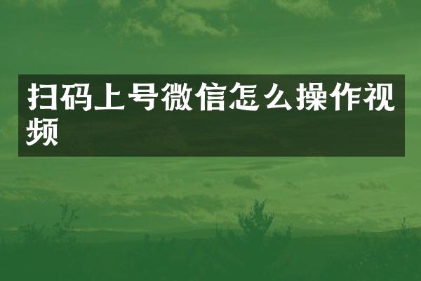 扫码上号微信怎么操作视频