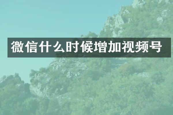微信什么时候增加视频号