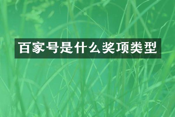 百家号是什么奖项类型