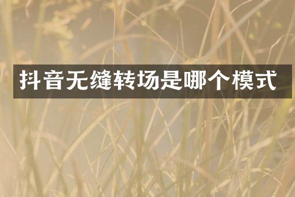 抖音无缝转场是哪个模式