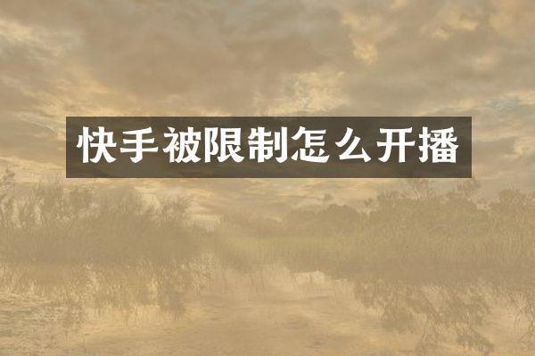 快手被限制怎么开播