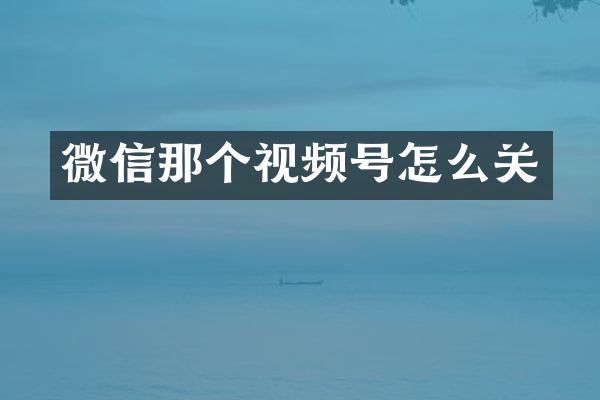微信那个视频号怎么关