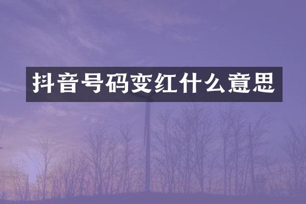抖音号码变红什么意思