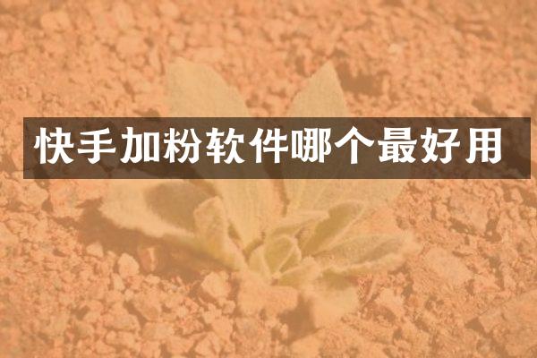 快手加粉软件哪个最好用