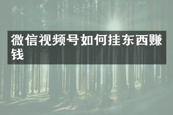 微信视频号如何挂东西赚钱