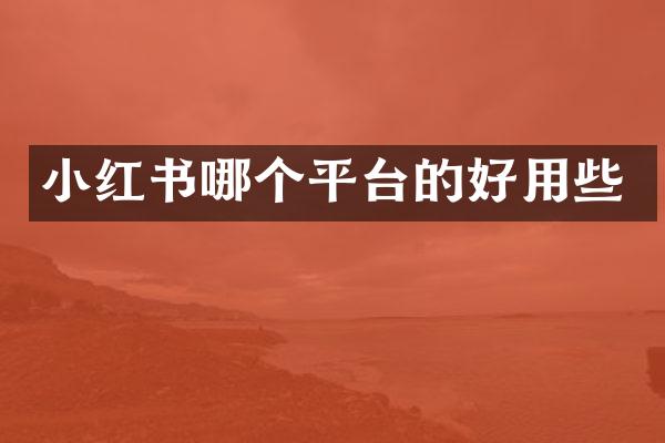 小红书哪个平台的好用些