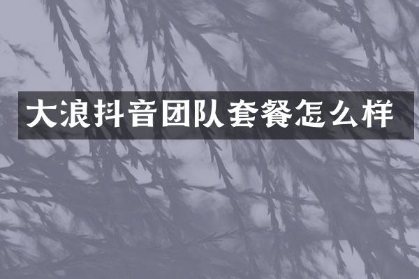 大浪抖音团队套餐怎么样