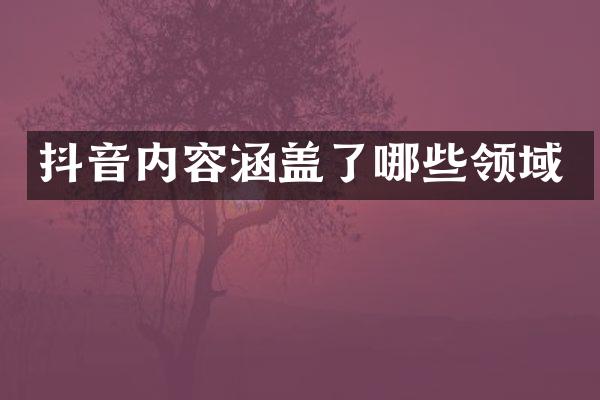 抖音内容涵盖了哪些领域