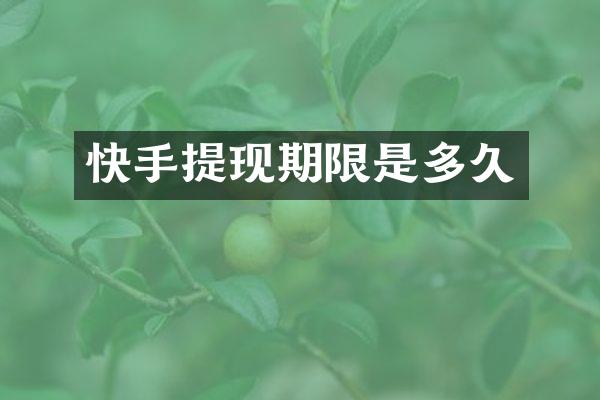 快手提现期限是多久