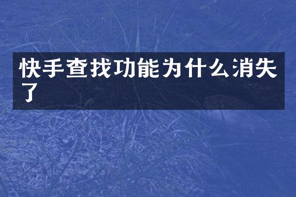 快手查找功能为什么消失了