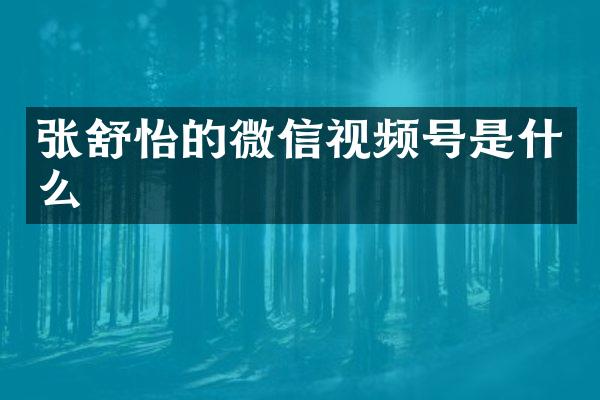 张舒怡的微信视频号是什么