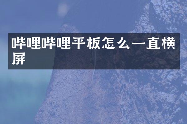 哔哩哔哩平板怎么一直横屏