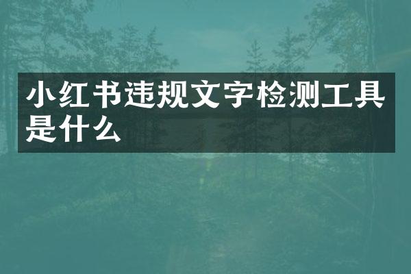 小红书违规文字检测工具是什么