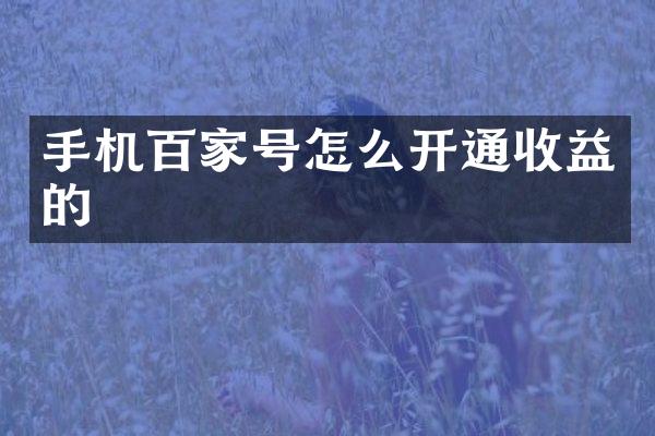 手机百家号怎么开通收益的