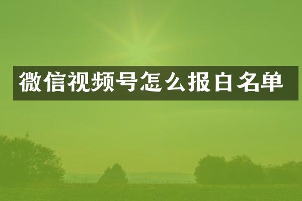 微信视频号怎么报白名单