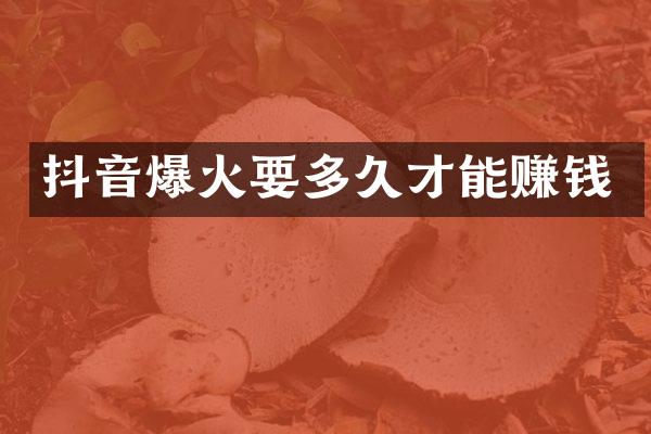 抖音爆火要多久才能赚钱