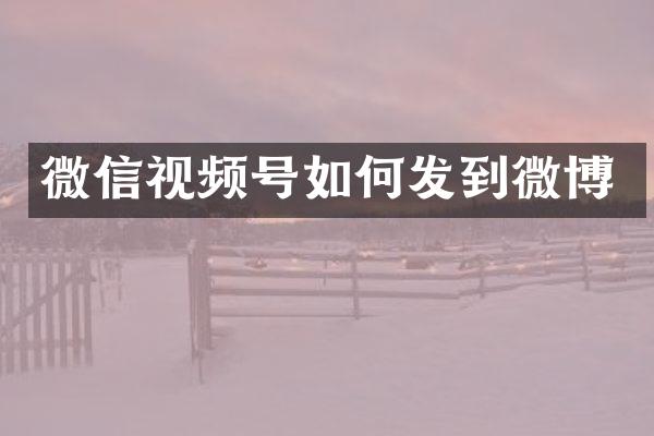 微信视频号如何发到微博