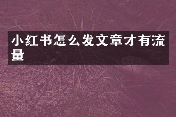 小红书怎么发文章才有流量