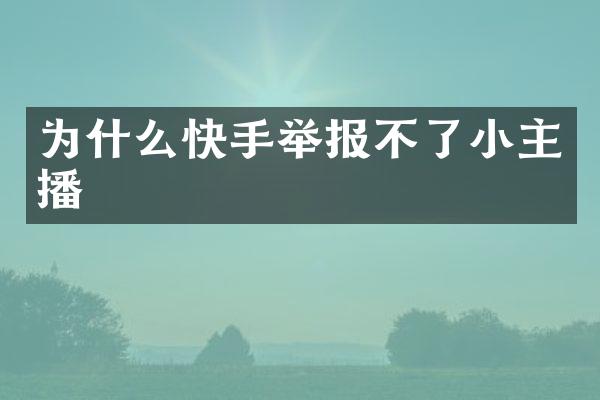 为什么快手举报不了小主播