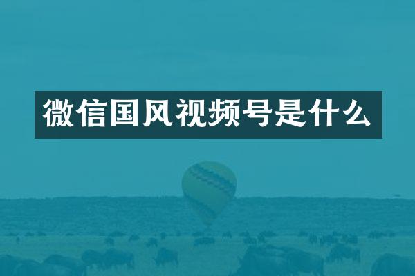 微信国风视频号是什么