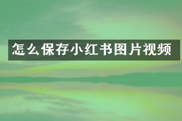 怎么保存小红书图片视频