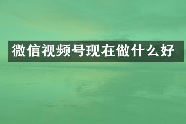 微信视频号现在做什么好