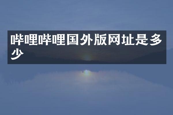 哔哩哔哩国外版网址是多少