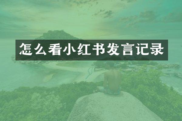 怎么看小红书发言记录