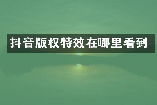 抖音版权特效在哪里看到