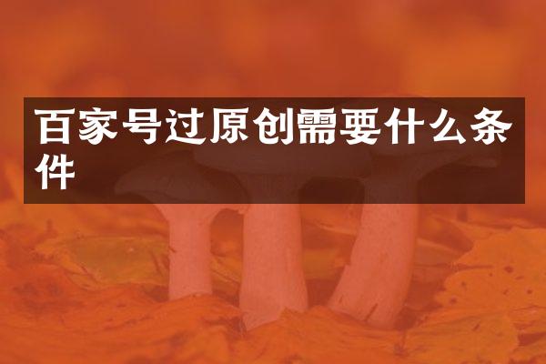 百家号过原创需要什么条件