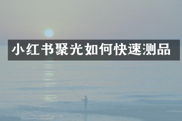 小红书聚光如何快速测品