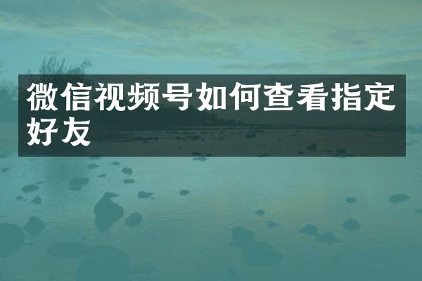微信视频号如何查看指定好友