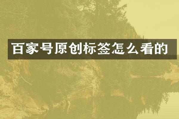 百家号原创标签怎么看的