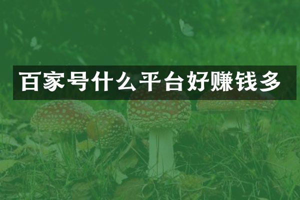 百家号什么平台好赚钱多